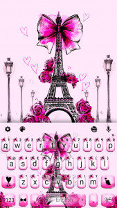 اسکرین شات برنامه Eiffel Tower Pink Bow Keyboard 1