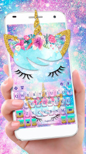 اسکرین شات برنامه Galaxy Flower Unicorn Keyboard Theme 1