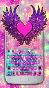 اسکرین شات برنامه Galaxy Heart Wings Keyboard Theme 1