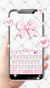 اسکرین شات برنامه Girly Pink Bows Keyboard Theme 1