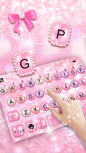 اسکرین شات برنامه Girly Pink Pearl Keyboard Theme 1