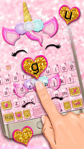 اسکرین شات برنامه Glisten Unicorn Pinky Keyboard Theme 2