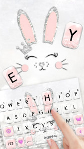 اسکرین شات برنامه Silver Glitter Bunny Keyboard Theme 2