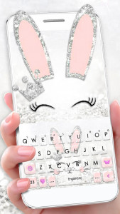 اسکرین شات برنامه Silver Glitter Bunny Keyboard Theme 1