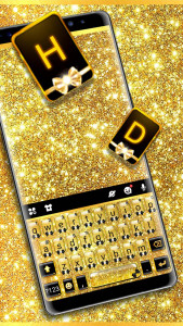 اسکرین شات برنامه Glitter Golden Bow Keyboard Theme 2