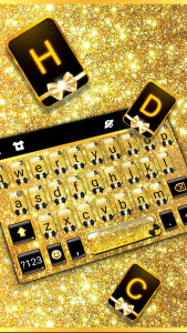 اسکرین شات برنامه Glitter Golden Bow Keyboard Theme 1