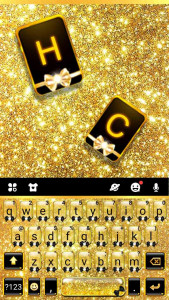 اسکرین شات برنامه Glitter Golden Bow Keyboard Theme 5