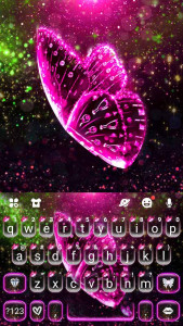 اسکرین شات برنامه Glitter Pink Butterfly Keyboard Theme 5