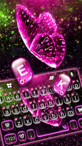 اسکرین شات برنامه Glitter Pink Butterfly Keyboard Theme 2