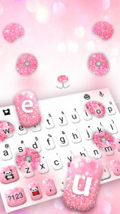 اسکرین شات برنامه Glitter Pink Panda Keyboard Theme 2