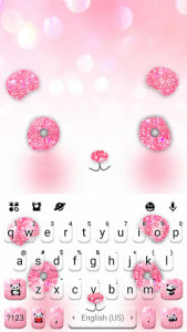 اسکرین شات برنامه Glitter Pink Panda Keyboard Theme 1