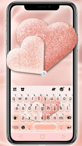اسکرین شات برنامه Glitter Rose Gold Hearts Keyboard Theme 1