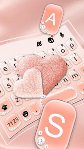 اسکرین شات برنامه Glitter Rose Gold Hearts Keyboard Theme 2