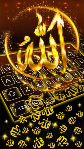 اسکرین شات برنامه Gold Allah 3D Gravity Keyboard 1