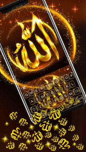 اسکرین شات برنامه Gold Allah 3D Gravity Keyboard 2