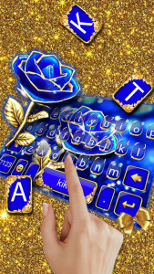اسکرین شات برنامه Gold Blue Rose Crystal Keyboard Theme 2