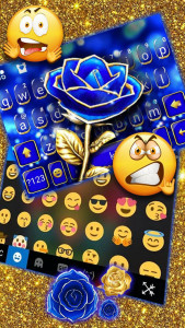 اسکرین شات برنامه Gold Blue Rose Crystal Keyboard Theme 3