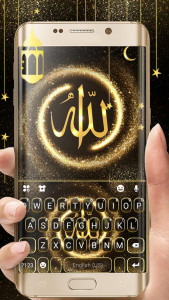 اسکرین شات برنامه Gold Glitter Allah Keyboard Theme 1