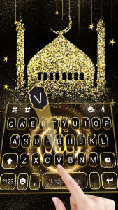 اسکرین شات برنامه Gold Glitter Allah Keyboard Theme 2