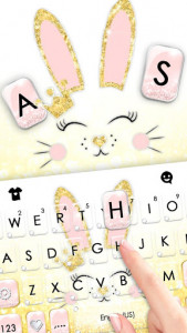 اسکرین شات برنامه Gold Glitter Bunny Keyboard Theme 2
