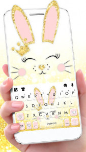 اسکرین شات برنامه Gold Glitter Bunny Keyboard Theme 1