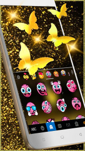 اسکرین شات برنامه Golden Butterfly Keyboard Them 4