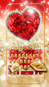 اسکرین شات برنامه Golden Red Luxury Heart Keyboard Theme 1