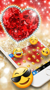 اسکرین شات برنامه Golden Red Luxury Heart Keyboard Theme 2