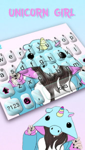 اسکرین شات برنامه Hat Unicorn Girl Keyboard Theme 2