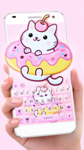 اسکرین شات برنامه Lovely Cat Donuts Keyboard Theme 1