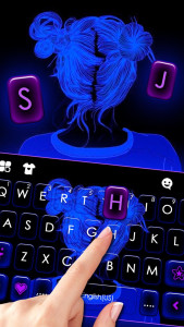 اسکرین شات برنامه Neon Blue Girl Keyboard Theme 2