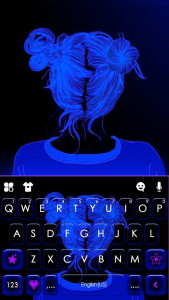 اسکرین شات برنامه Neon Blue Girl Keyboard Theme 5