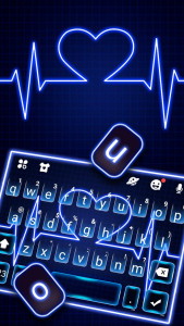 اسکرین شات برنامه Neon Blue Heartbeat Keyboard T 2