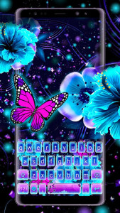 اسکرین شات برنامه Neon Flower Butterfly Keyboard Theme 1