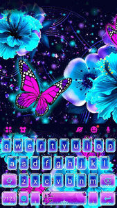 اسکرین شات برنامه Neon Flower Butterfly Keyboard Theme 5