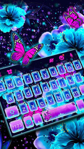 اسکرین شات برنامه Neon Flower Butterfly Keyboard Theme 2