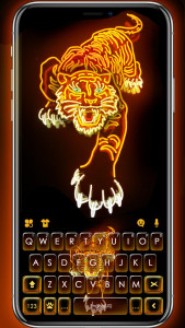 اسکرین شات 1 برنامه Neon Gold Tiger Keyboard Theme