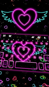 اسکرین شات برنامه Neon Heart Wings Keyboard Theme 1