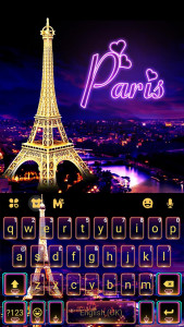 اسکرین شات برنامه Neon Paris Night Tower Keyboard Theme 1