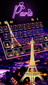 اسکرین شات برنامه Neon Paris Night Tower Keyboard Theme 2