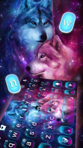 اسکرین شات برنامه Neon Wolf Galaxy Keyboard Theme 2