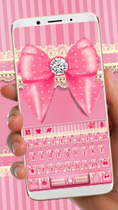 اسکرین شات برنامه Pink Bowknot Lace Keyboard Theme 1