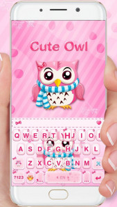 اسکرین شات برنامه Pink Cute Owl Keyboard Theme 2