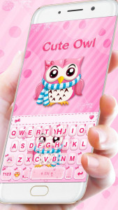اسکرین شات برنامه Pink Cute Owl Keyboard Theme 3