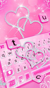 اسکرین شات برنامه Pink Diamond Hearts Keyboard Theme 2