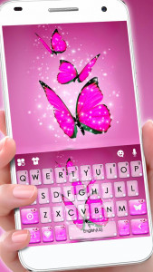 اسکرین شات برنامه Pink Dreamy Butterflies Keyboa 1
