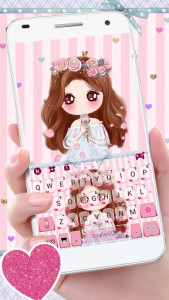 اسکرین شات برنامه Pink Floral Girl Keyboard Theme 1