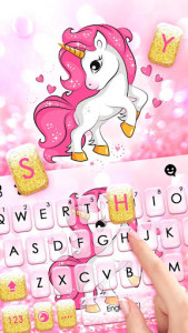 اسکرین شات برنامه Pink Glitter Unicorn Keyboard Theme 2