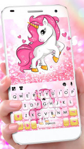اسکرین شات برنامه Pink Glitter Unicorn Keyboard Theme 1