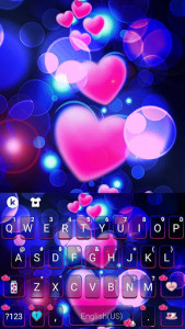 اسکرین شات برنامه Pink Glow Hearts Keyboard Theme 1